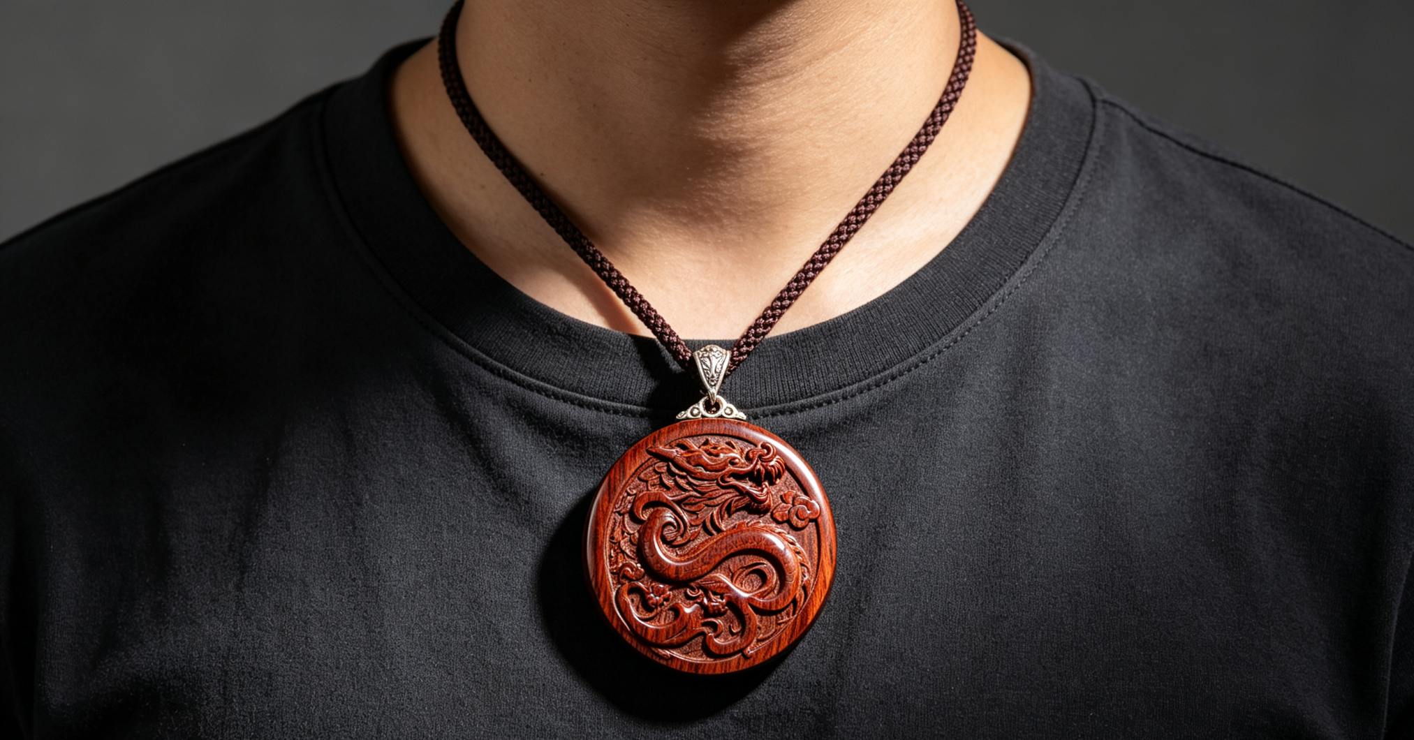 Double-sided wooden dragon plaque