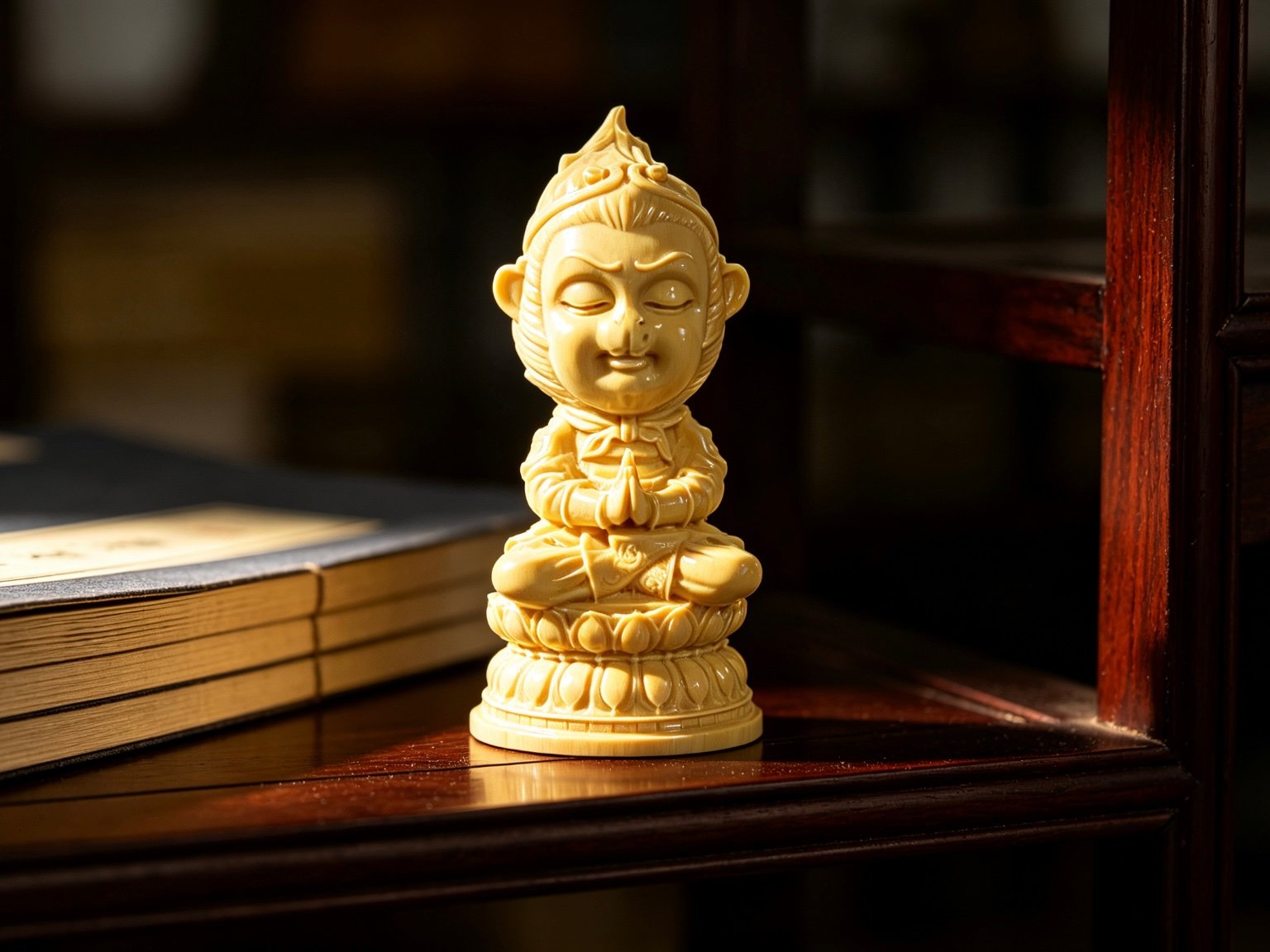 Cute Monkey King wooden figurine