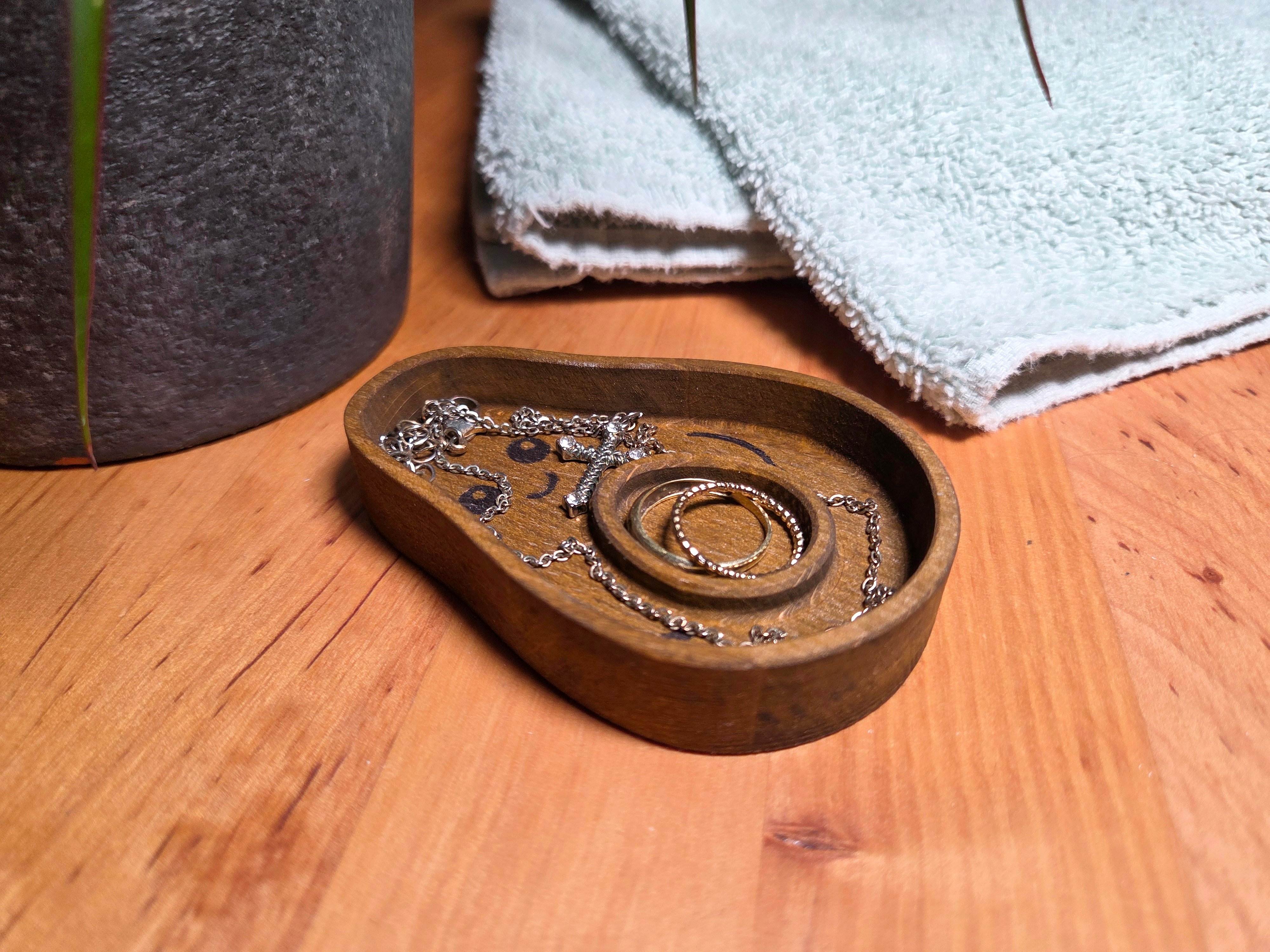 Cute Wooden Avocado Jewelry Tray