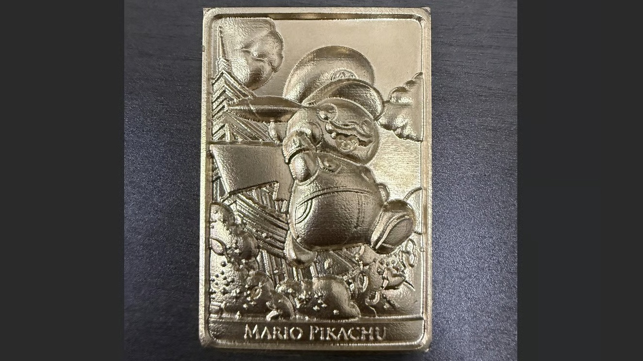 Mario Pikachu Brass Relief Card